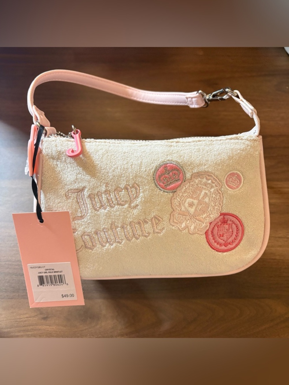 Juicy Couture Lt Soft Pink Embroidered Girls Rule Wrislet